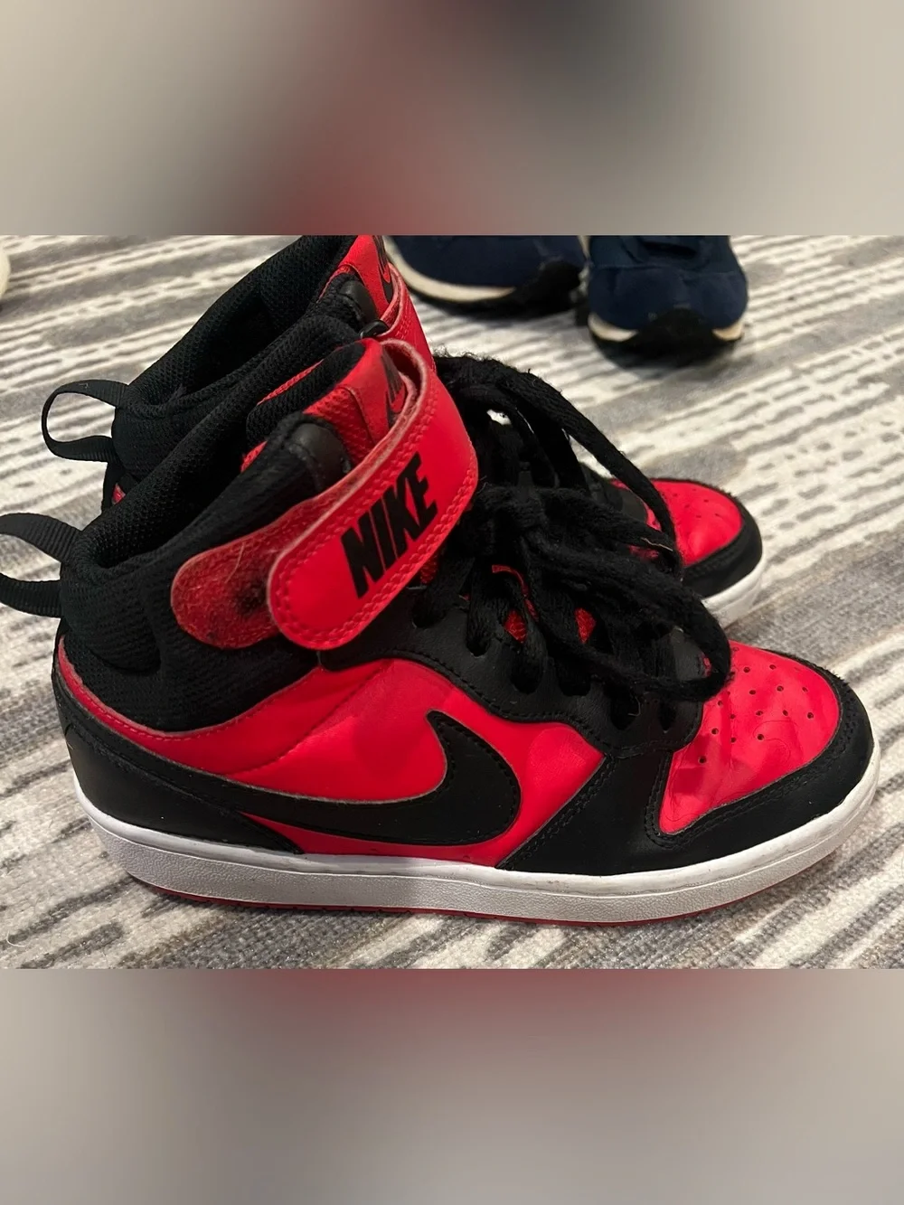 Nike Kids High-Top Sneakers in Red and Black